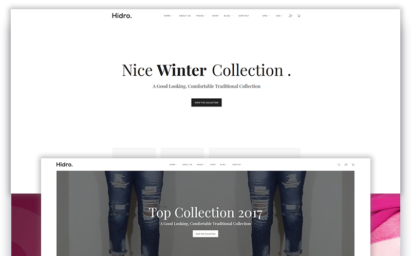 Hidro - Minimale E-Commerce-Website-Vorlage
