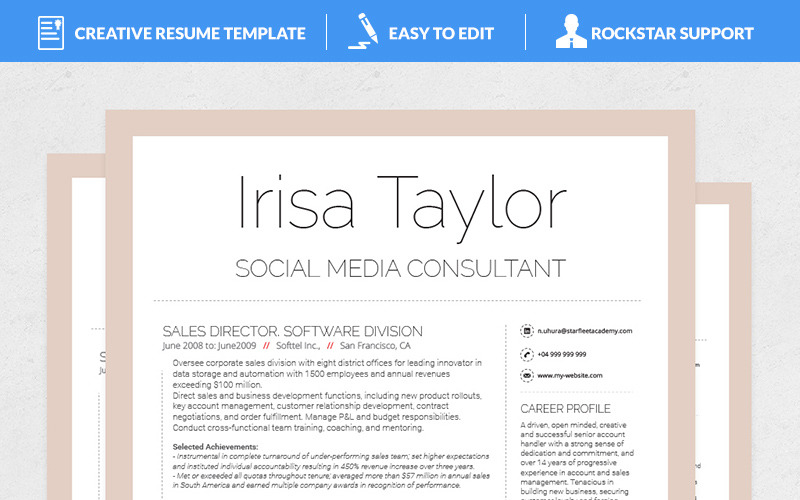 Download Резюме "Irisa Resume Template" / Irisa Resume Template - Резюме на тему графика teacher resume word editable style design curriculum vitae cv template resumes format modern professional resumeundefined