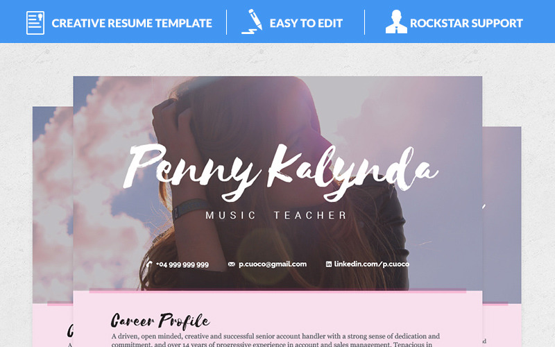 Download Резюме "Kalynda Resume Template" / Kalynda Resume Template - Резюме на тему графика teacher resume word editable style design curriculum vitae cv template resumes format modern professional resumeundefined