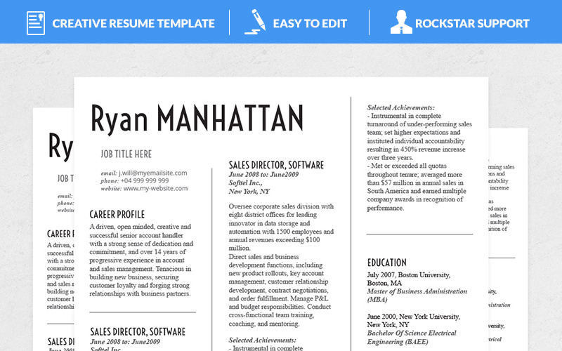 Download Резюме "Manhattan Resume Template" / Manhattan Resume Template - Резюме на тему графика teacher resume word editable style design curriculum vitae cv template resumes format modern professional resumeundefined