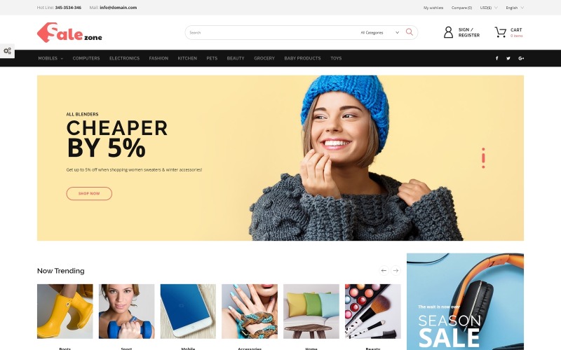 SaleZone - Stor butik betyder utmärkt val PrestaShop-tema
