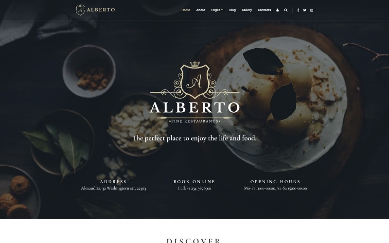 Alberto - template Joomla elegante responsivo para restaurante