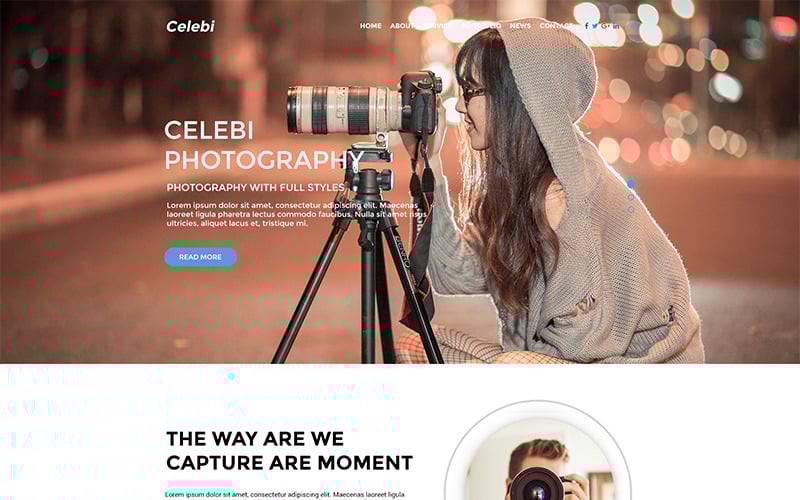 Download PSD шаблон "Celebi - Professional Photography Website PSD Template" / Celebi - Professional Photography Website PSD Template - PSD шаблон на тему фотогалерея photography psd template web design contact google map modern