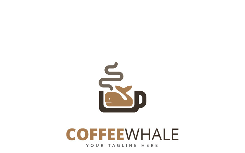 Download Шаблон логотипа "Coffee Whale Logo Template" / Coffee Whale Logo Template - Шаблон логотипа на тему графика coffee whale logo big cafe bistro brand cafe chocolate coffee logo shop company cup drink drinks earth global hot hot