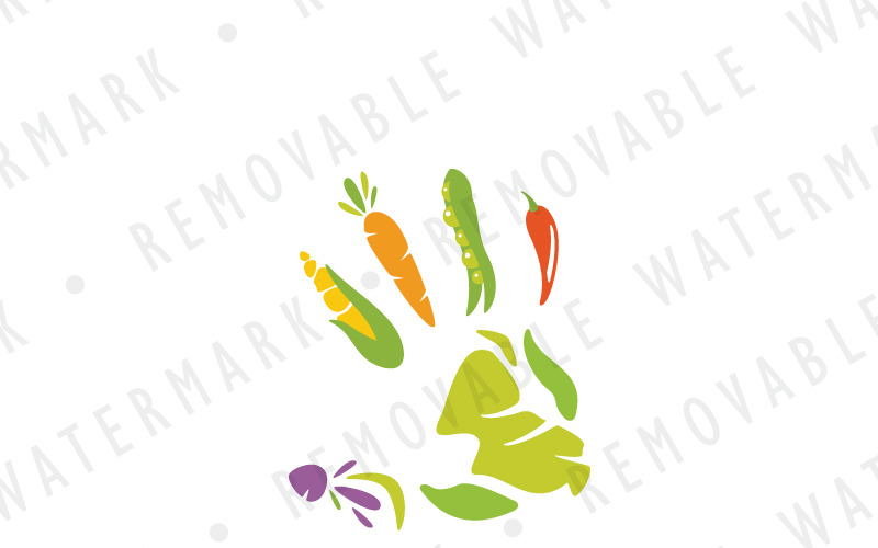 Download Шаблон логотипа "Farming Handprint Logo Template" / Farming Handprint Logo Template - Шаблон логотипа на тему графика natural food healthy farm organic sustainable farming hand eat human garden vegetable salad vitamin nutrition logo design template biotechnology agriculture