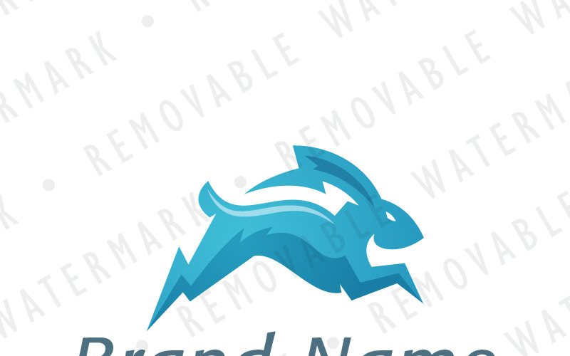 Download Шаблон логотипа "Lightning Rabbit Logo Template" / Lightning Rabbit Logo Template - Шаблон логотипа на тему графика energy fast speed delivery power flash run electricity lightning storm bunny rabbit thunder rapid swift logo design template transportation travel