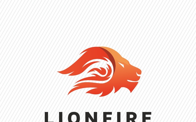 Download Шаблон логотипа "Lion Fire Logo Template" / Lion Fire Logo Template - Шаблон логотипа на тему графика agency aggressive animal burning business development fire flames game gaming head lion logo predator print studio template web wild best