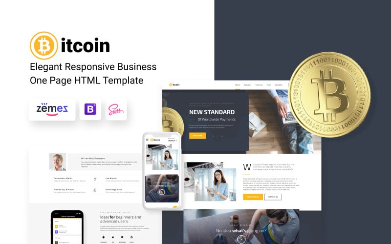 Bitcoin - Zarif Bitcoin HTML Açılış Sayfası Şablonu