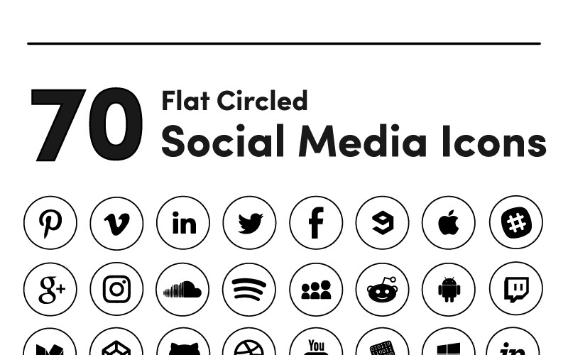 Conjunto de ícones de mídia social com círculo preto