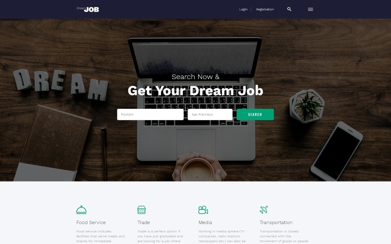 Dream Job - İş Portalı Çok Sayfalı HTML5 Web Sitesi Şablonu
