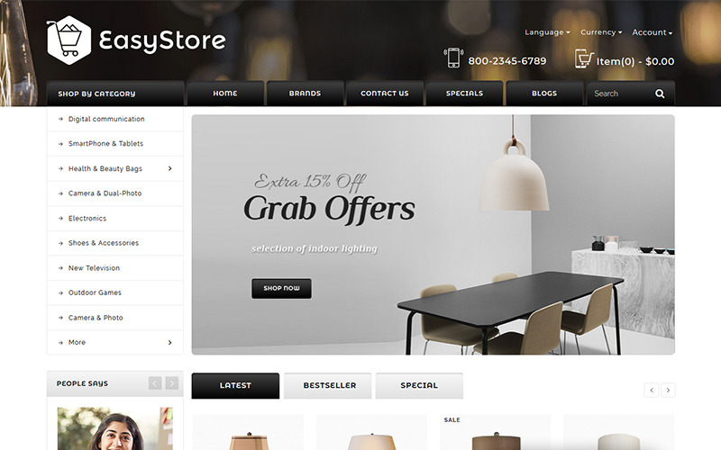 современный шаблон освещения opencart