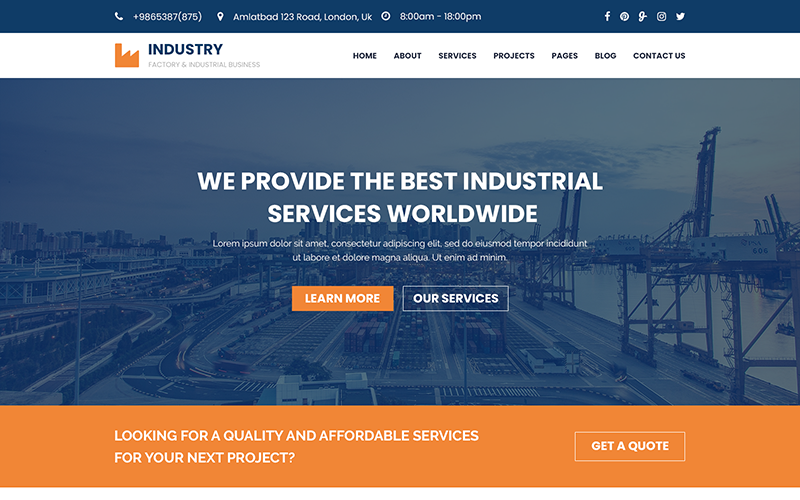 Endüstri - Fabrika, İnşaat ve Endüstriyel PSD Şablonu