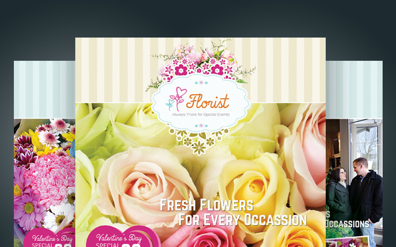Флаер цветочного магазина - шаблон фирменного стиля