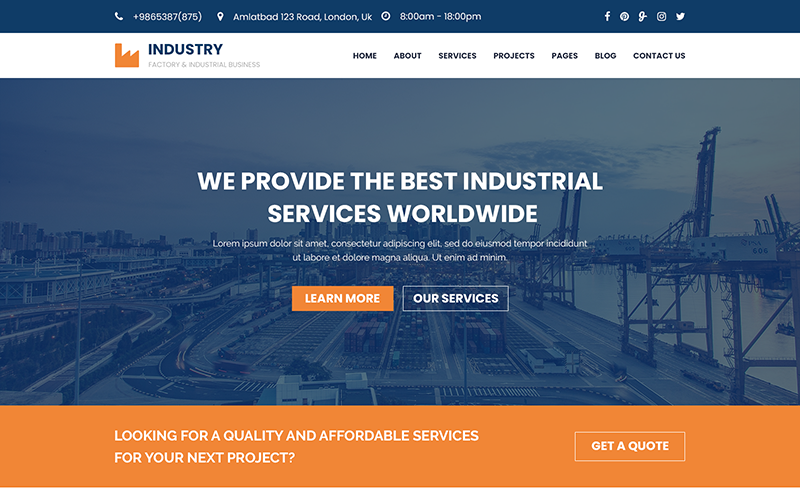 Download PSD шаблон "Industry - Factory, Construction & Industrial PSD Template" / Industry - Factory, Construction & Industrial PSD Template - Адаптивный PSD шаблон на тему металлургическая компания architectural architecture builder building business construction construction-company constructor corporate corporation electrician engineer industry industries plumber renovation factories 