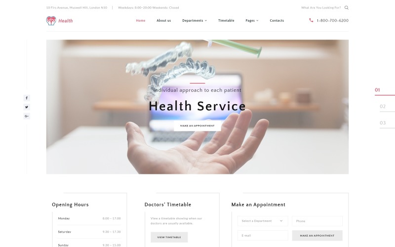 健康-诊所多页HTML5网站模板