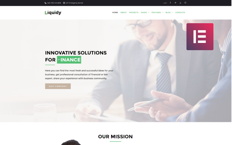 Liquidy - Investeringsmaatschappij WordPress Elementor Theme