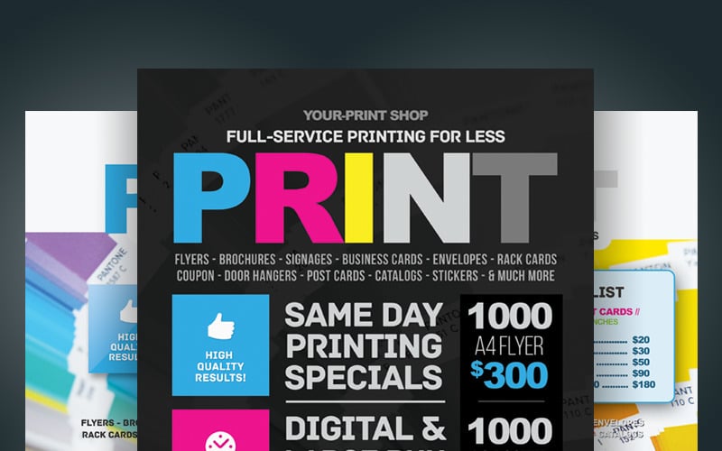 Download Фирменный стиль "Print Shop Flyer - Corporate Identity Template" / Print Shop Flyer - Corporate Identity Template - Фирменный стиль на тему графика ad advert corporate custom desktop publishing digital flyer full-color offset pamphlet press print printer printing service shop store studio