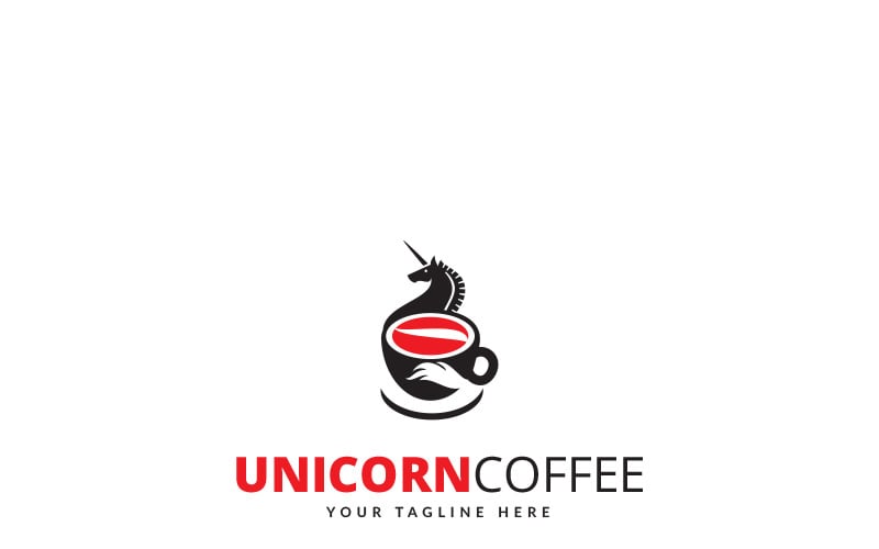 Unicorn kaffe logotyp mall