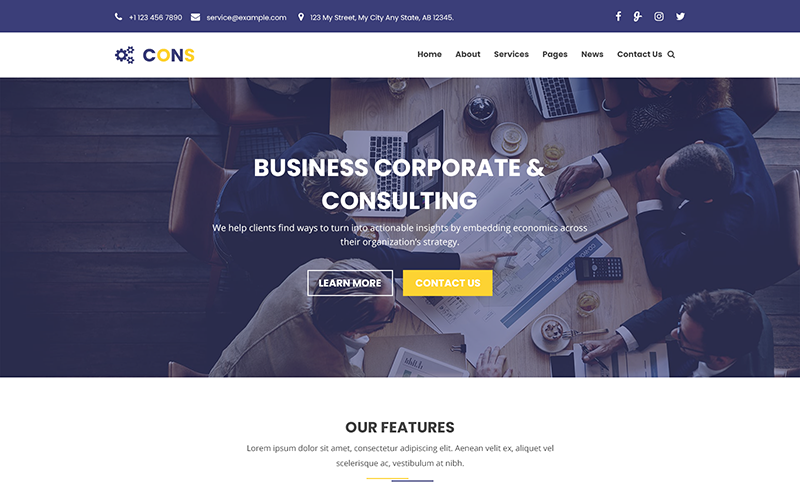 CONS - Corporate, Consulting and Business PSD Template