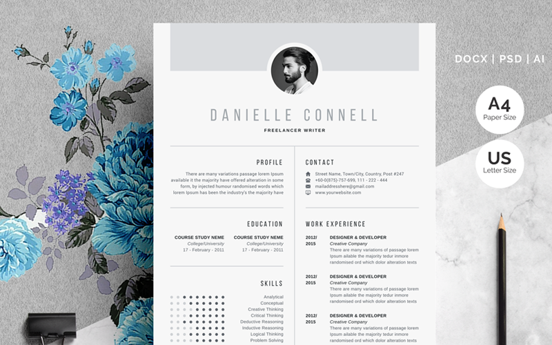 Danielle Connell_Creative modelo de currículo