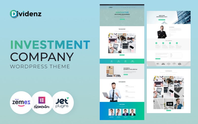 Dividenz - Investment Company WordPress Elementor Theme