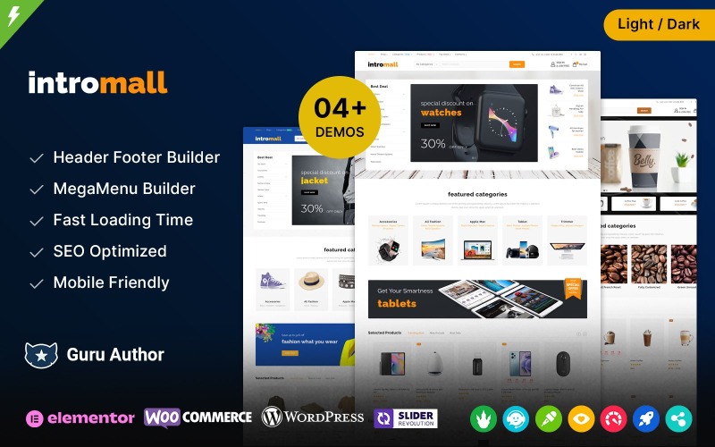 Intromall - Mega Store Многоцелевая тема Elementor WooCommerce