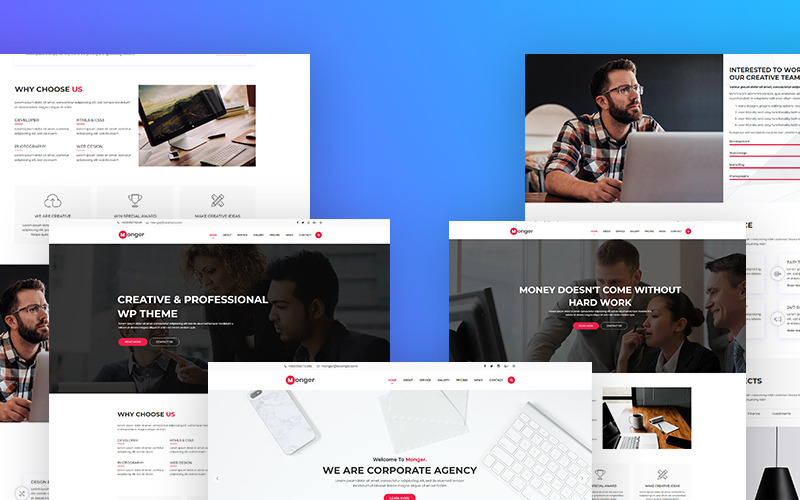 Monger - Egy oldalra érzékeny HTML5 webhelysablon