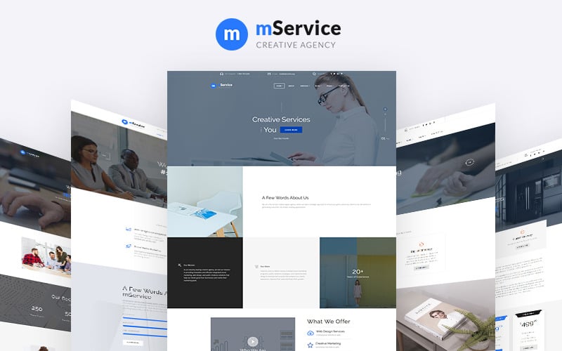 Mservice - modelo de site de várias páginas de agência criativa elegante