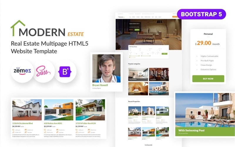 RealHouse - Modèle de site Web HTML5 multipage immobilier