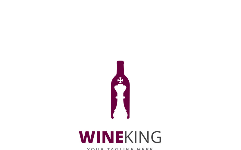 Download Шаблон логотипа "Wine King Logo Template" / Wine King Logo Template - Шаблон логотипа на тему графика alcohol bar bottle bunch cafe corporate drink free logo geek glass grapes love red wine restaurant romantic web log beverage