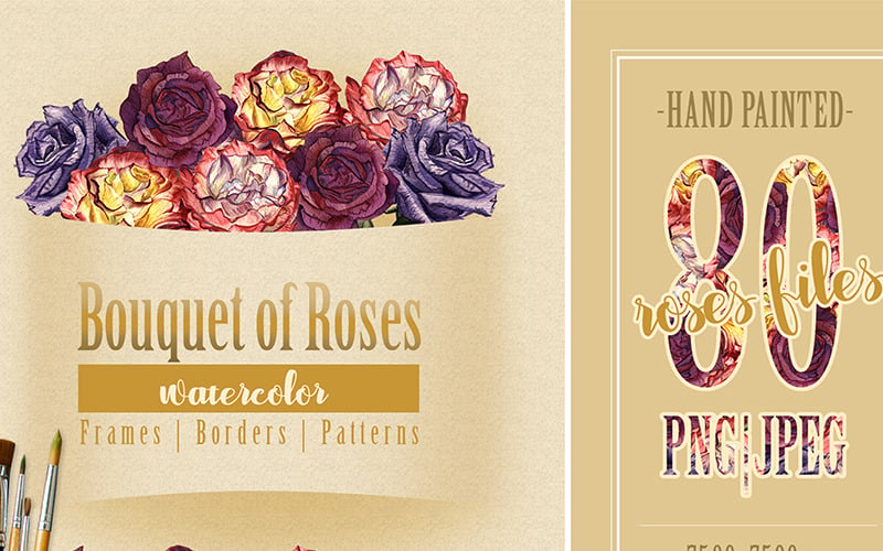 Bouquet de roses - Aquarelle PNG - Illustration