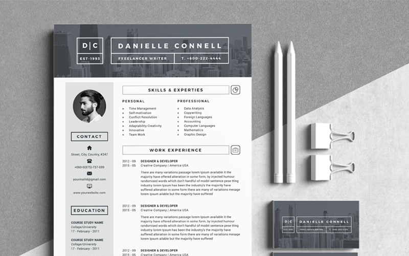 Download Резюме "D Connell Modern Resume Template" / D Connell Modern Resume Template - Резюме на тему персональная страница resume,cv,creative,clean,modern,infographic,personal,professional,word,mac,pages,elegant