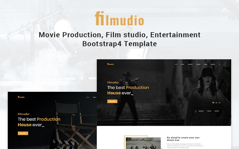 Filmudio - filmgyártás, filmstúdió, szórakoztató weboldal sablon
