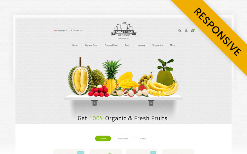 шаблон opencart fresh organic store