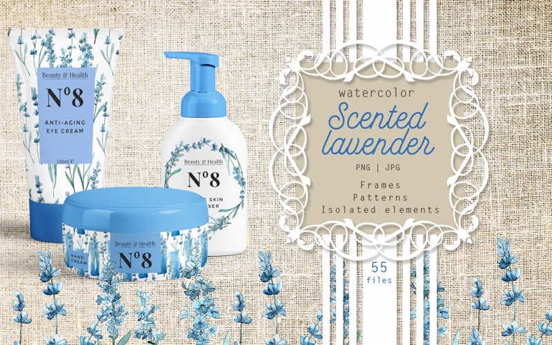 Vonná levandule - PNG akvarel květ - ilustrace