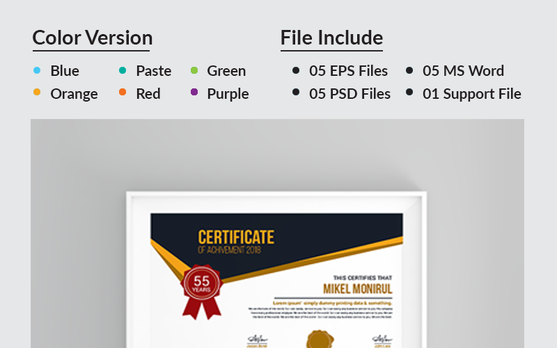 Download Шаблон сертификата "IT Company - Certificate Template" / IT Company - Certificate Template - Шаблон сертификата на тему графика achievement award background border certificate coupon diploma engraved engraving frame guilloche multipurpose pantone professional protected rosette secure security paper two