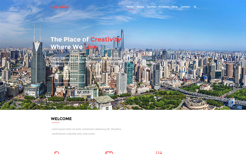 Download PSD шаблон "Lucario - Creative PSD Template" / Lucario - Creative PSD Template - PSD шаблон на тему консалтинг creative moderns modern style google map contact form footer header video portfolio features team members