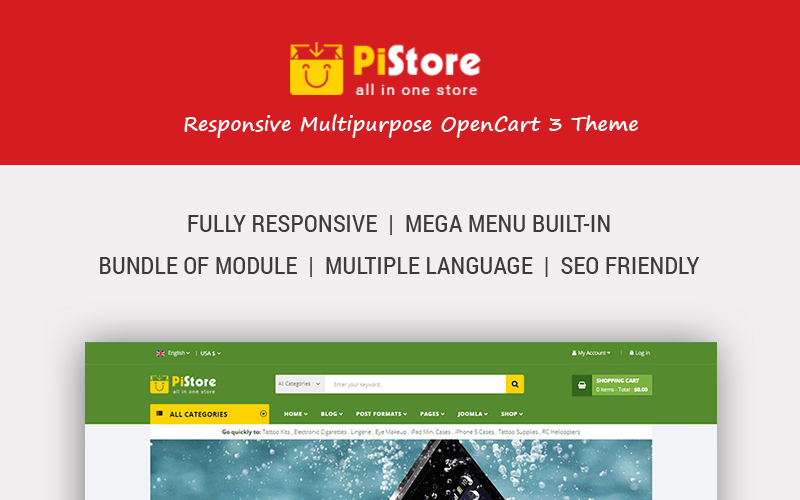 PiStore - багатоцільовий адаптивний шаблон OpenCart