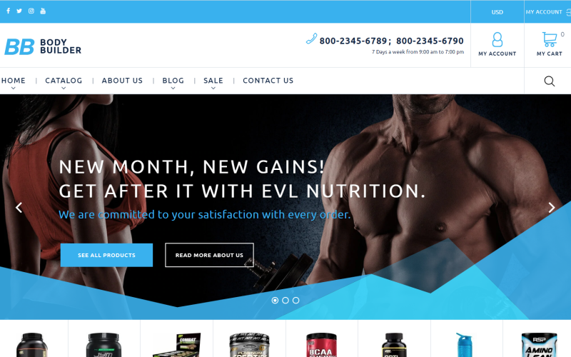 Body Builder - Tema Shopify per la nutrizione sportiva