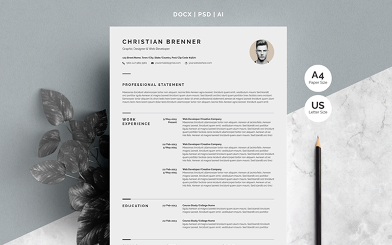 Download Резюме "C. Brenner Professinoal Resume Template" / C. Brenner Professinoal Resume Template - Резюме на тему персональная страница resume,cv,template,trmplate,clean,modern,creative,infographic,personal,professional,mac,pages,word