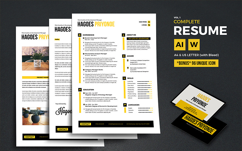 Download Резюме "Hagoes - Modern Resume Template" / Hagoes - Modern Resume Template - Резюме на тему графика resume template cv coverletter microsoftword creative design clean professional curriculumvitae modern simple word job