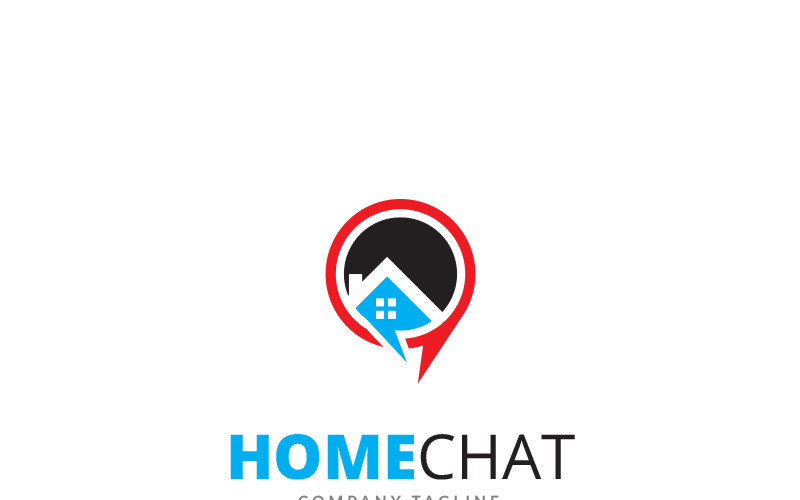 Download Шаблон логотипа "Home Chat Logo Template" / Home Chat Logo Template - Шаблон логотипа на тему графика app box building business chat communication connect connection developer dialog estate forum group home house idea line locate marketing message