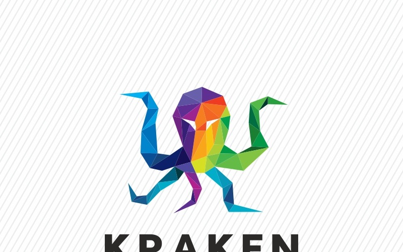 Kraken Octopus Polygon Colorful Logo Template