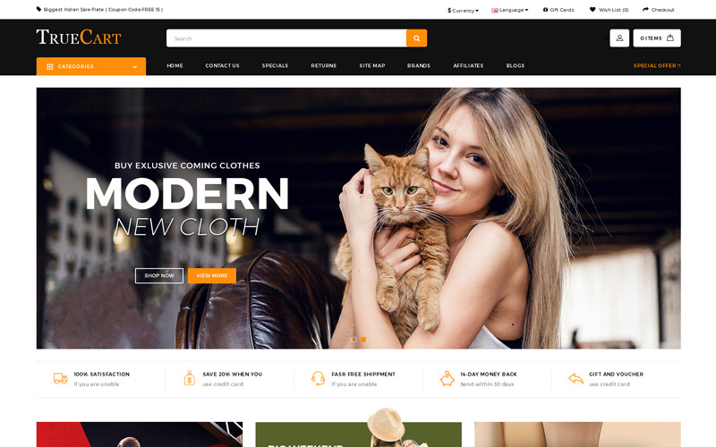 универсальный шаблон opencart truecart