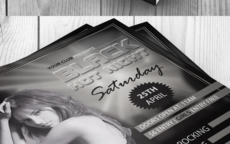 Download Фирменный стиль "Black Hot Night Party Flyer - Corporate Identity Template" / Black Hot Night Party Flyer - Corporate Identity Template - Фирменный стиль на тему графика beach break club disco event exotic hot party girl holiday house music night nightclub paradise flyer black and white sexy