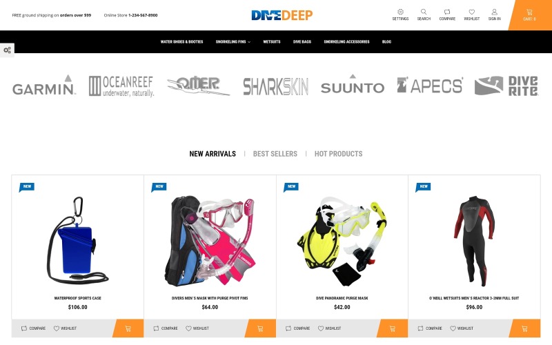 DiveDeep - Snorkeling Equipment PrestaShop Teması