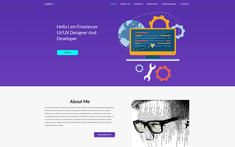 Download PSD шаблон "Lucky 7 Onepage portfolio PSD Template" / Lucky 7 Onepage portfolio PSD Template - PSD шаблон на тему дизайн студия portfolio digitalagency onepage clean simple freelancer designer