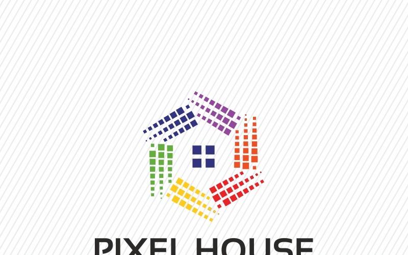 Pixel dům Logo šablona