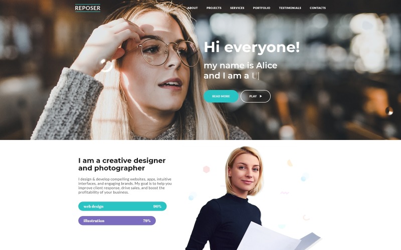 Reposer - Modèle de page de destination HTML de portfolio accrocheur