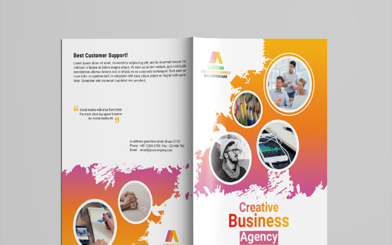 Bi-Fold brožura s profilem společnosti - šablona Corporate Identity